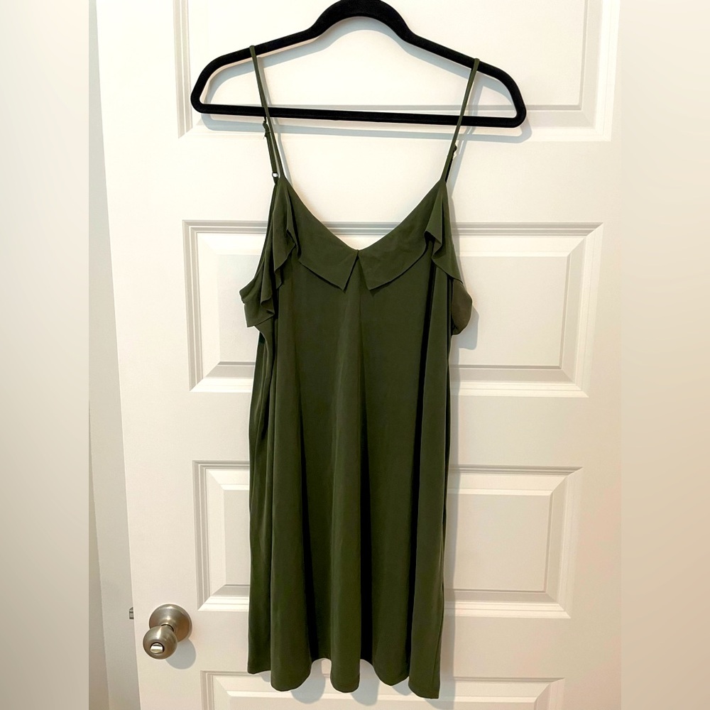 It’s Too Cool for School Green Slip dress with ruffle size L